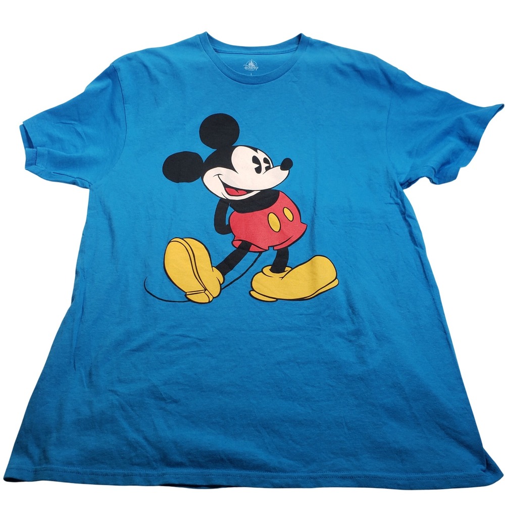 Disney Parks Mens Mickey Mouse Graphic T-Shirt Large‎ Blue